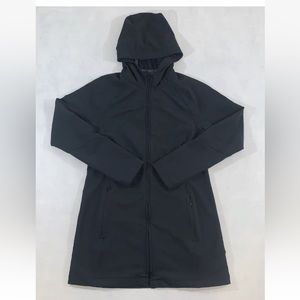 LL Bean Women’s X-Small Regular Softshell Jacket Black Hooded Zip Spandex EUC